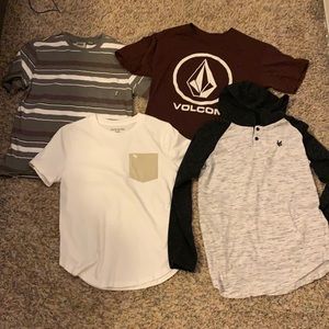 4 boys shirts, Vans, Volcom, Abercrombie, Zoo York